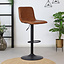 Industriële barkruk Boston leer cognac 60-76 cm - draaibaar