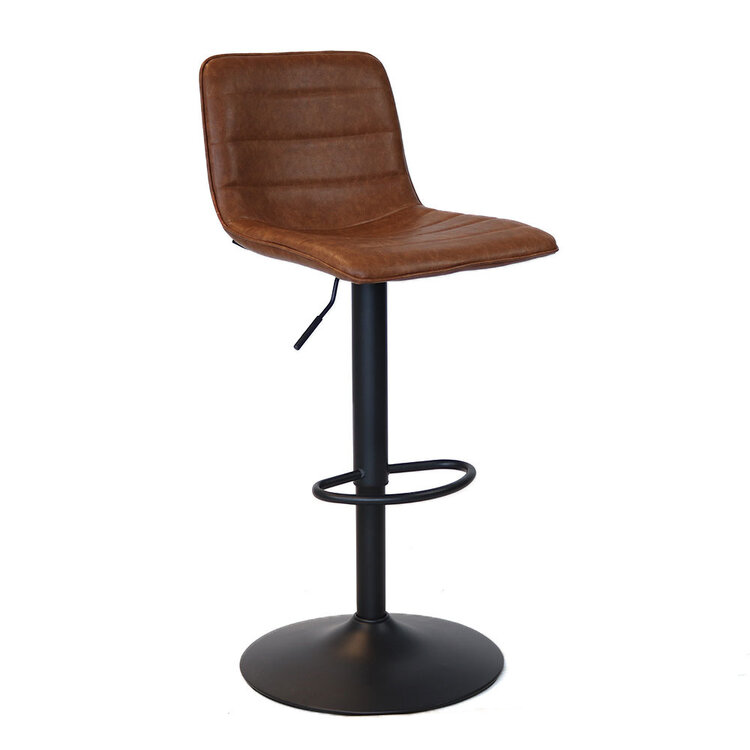 Industriële barkruk Boston leer cognac 60-76 cm - draaibaar