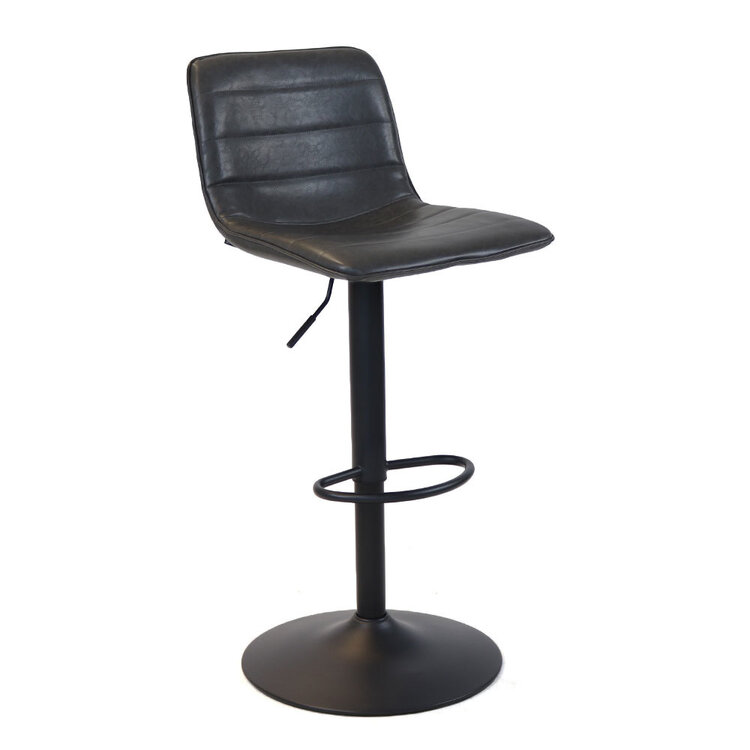 Industriële barkruk Boston leer antraciet 60-76 cm - draaibaar