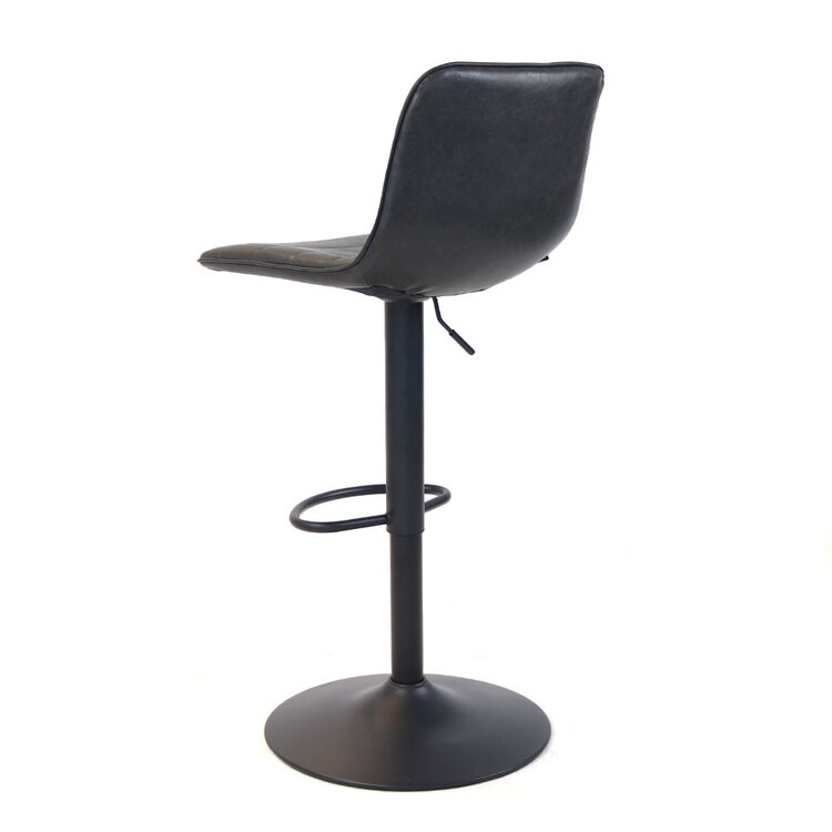 Industriële barkruk Boston leer antraciet 60-76 cm - draaibaar