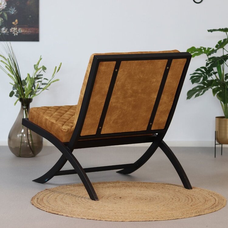 Design fauteuil Madrid velvet okergeel