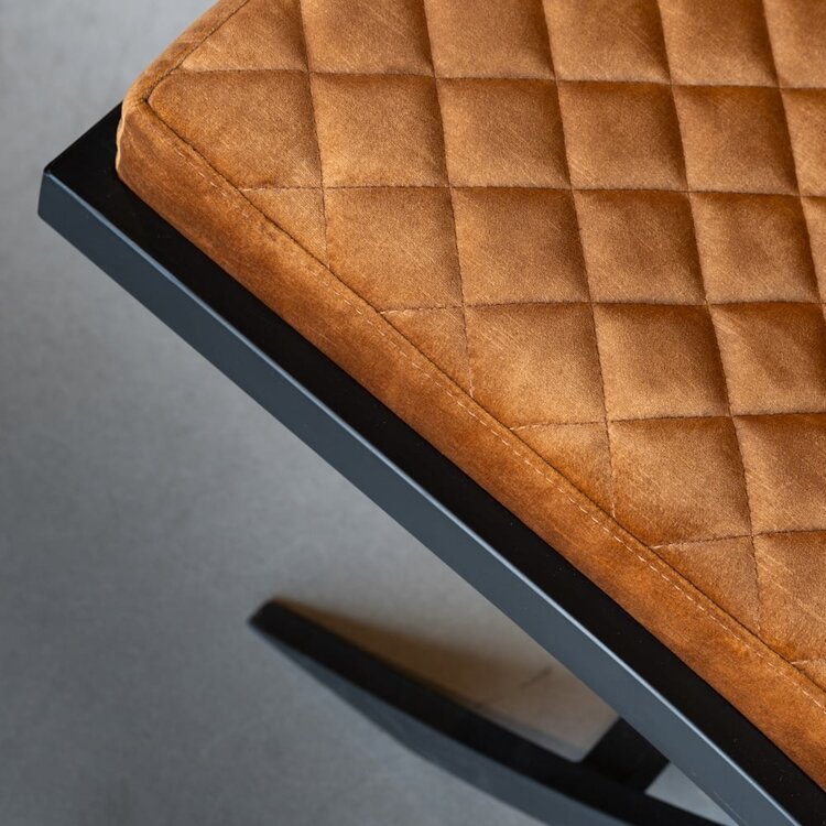 Design fauteuil Madrid velvet okergeel