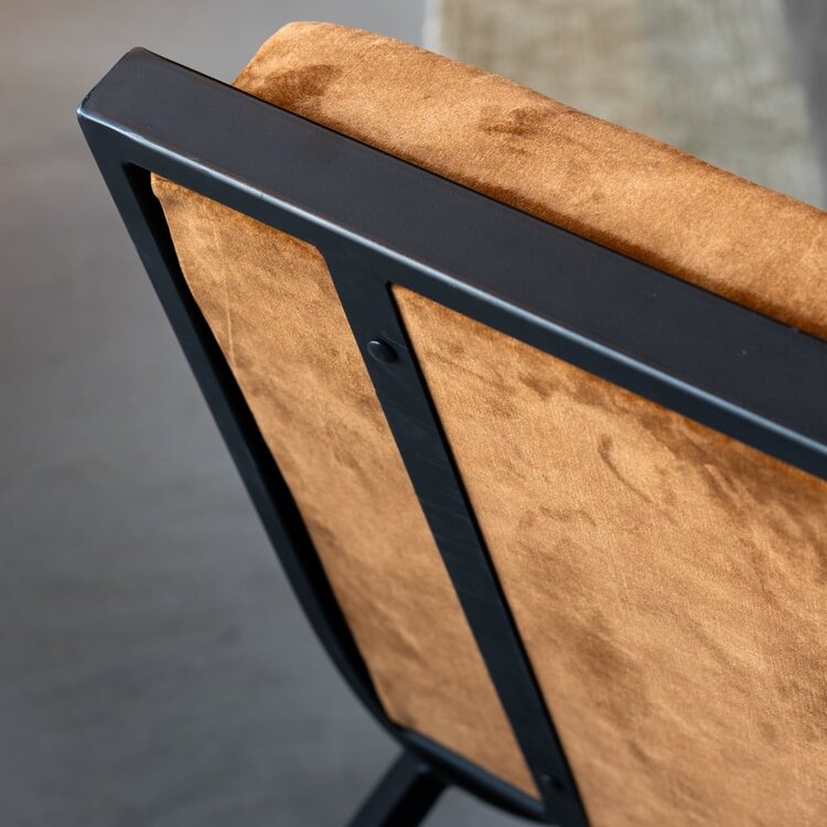 Design fauteuil Madrid velvet okergeel