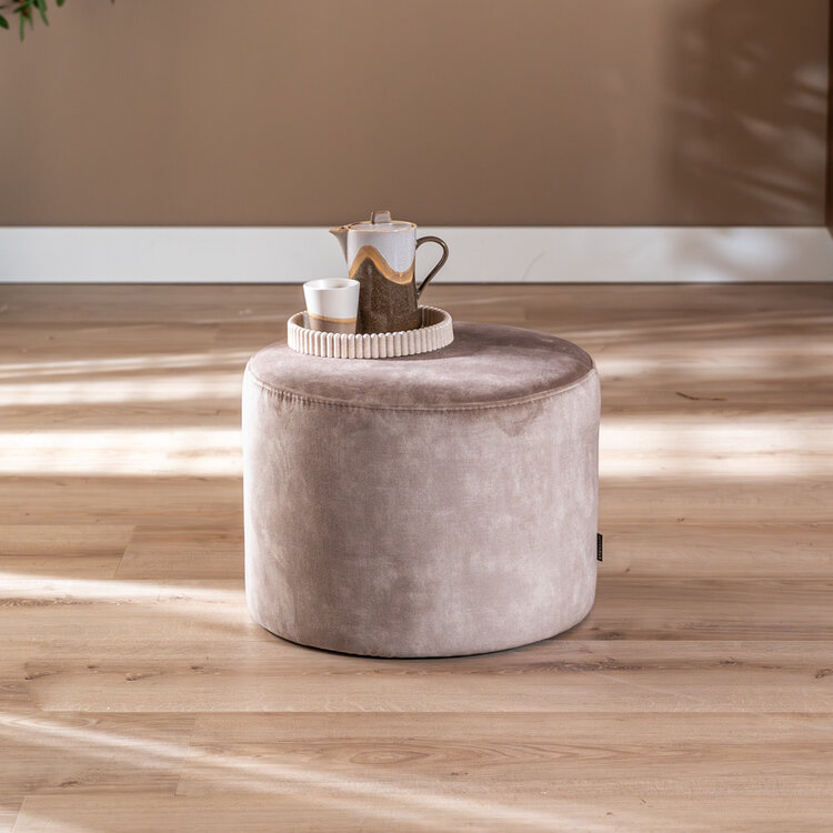 Velvet poef Beau taupe