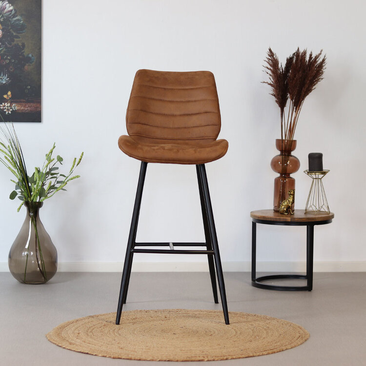 Industriële barkruk Morris cognac 71 cm