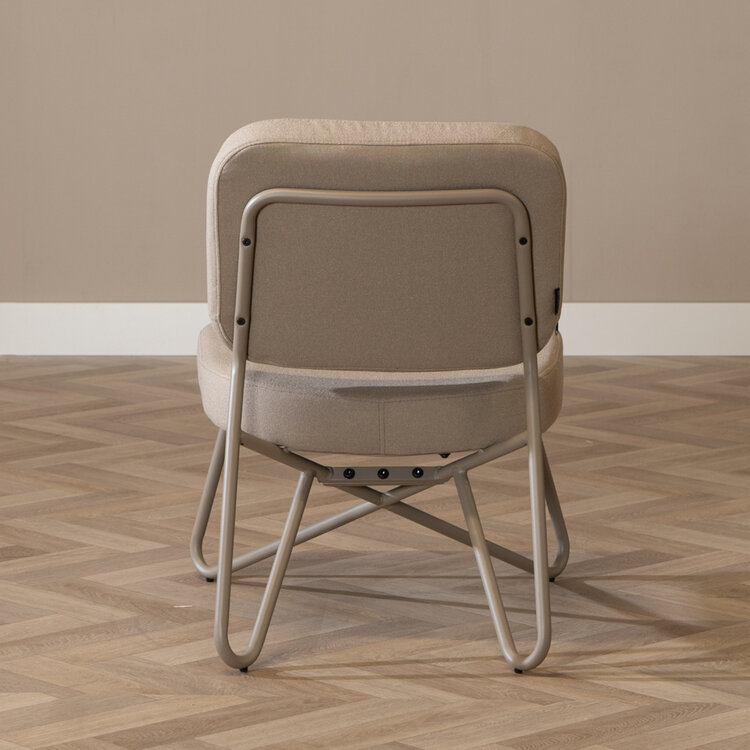 Scandinavische fauteuil Viggo taupe gerecyclede stof