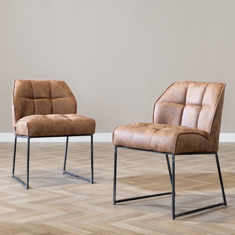 Industriële eetkamerstoel Abel cognac