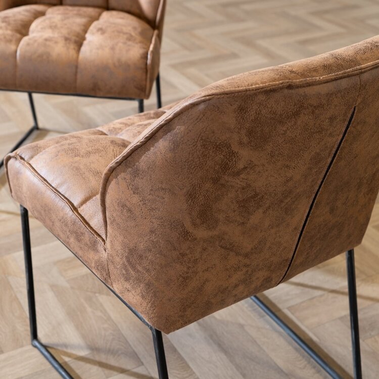 Industriële eetkamerstoel Abel cognac