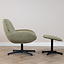 Draaifauteuil met hocker Santa linnen olijfgroen