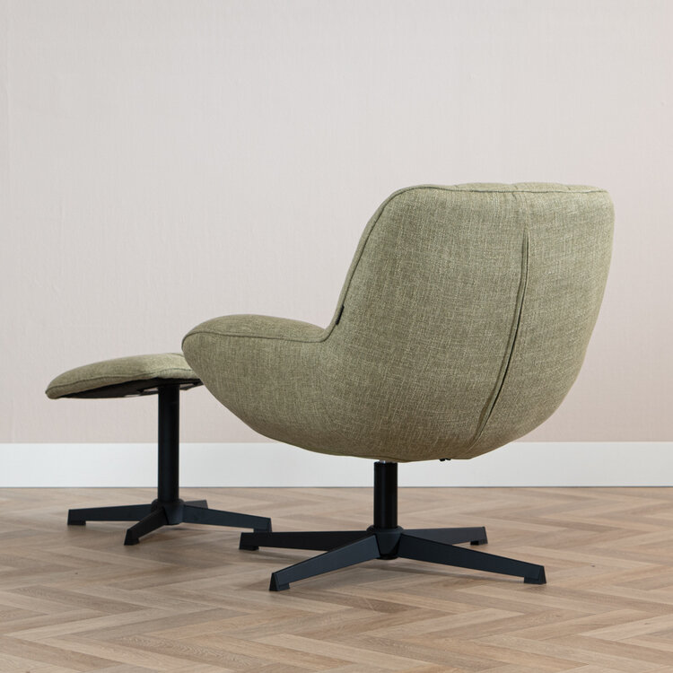 Draaifauteuil met hocker Santa linnen olijfgroen