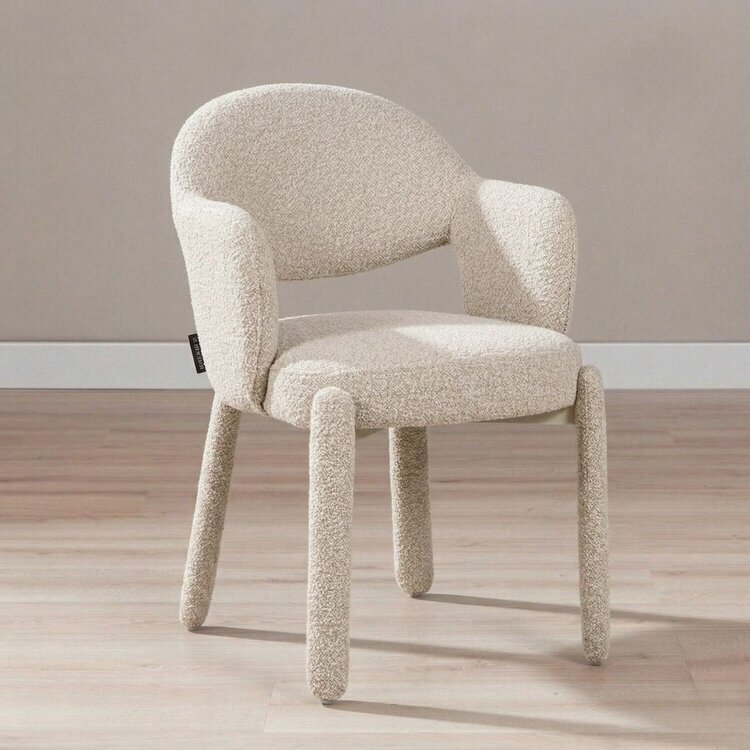 Eetkamerstoel June bouclé taupe