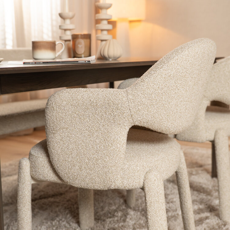 Eetkamerstoel June bouclé taupe
