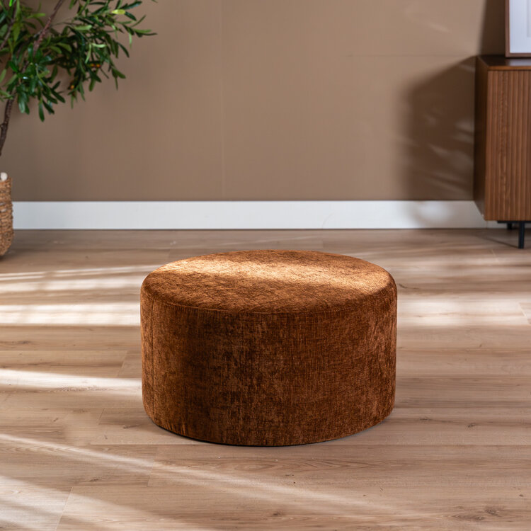 Poef Elle rond chenille koper ø70 cm