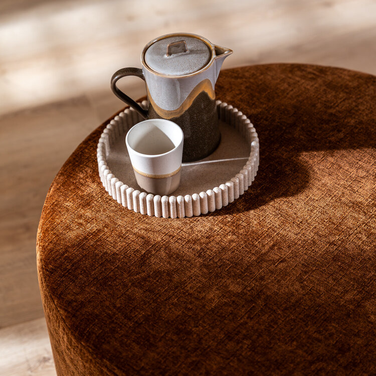 Poef Elle rond chenille koper ø70 cm
