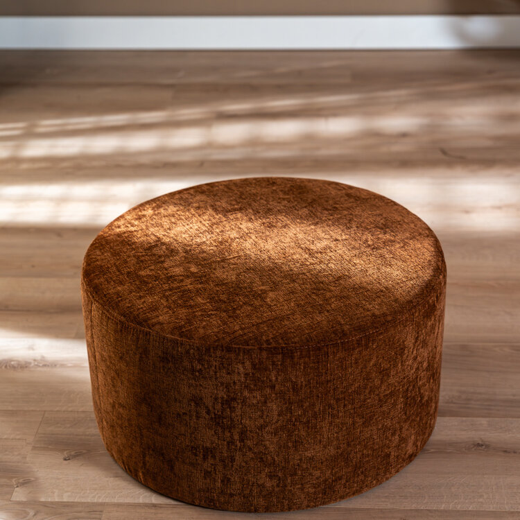 Poef Elle rond chenille koper ø70 cm