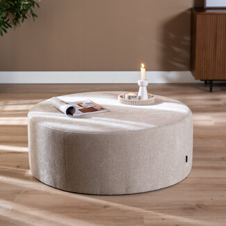Poef Blair rond chenille beige ø100 cm