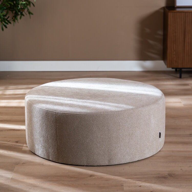 Poef Blair rond chenille beige ø100 cm