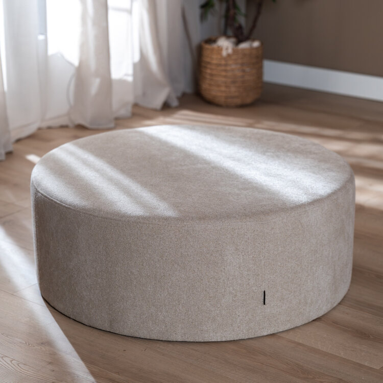 Poef Blair rond chenille beige ø100 cm