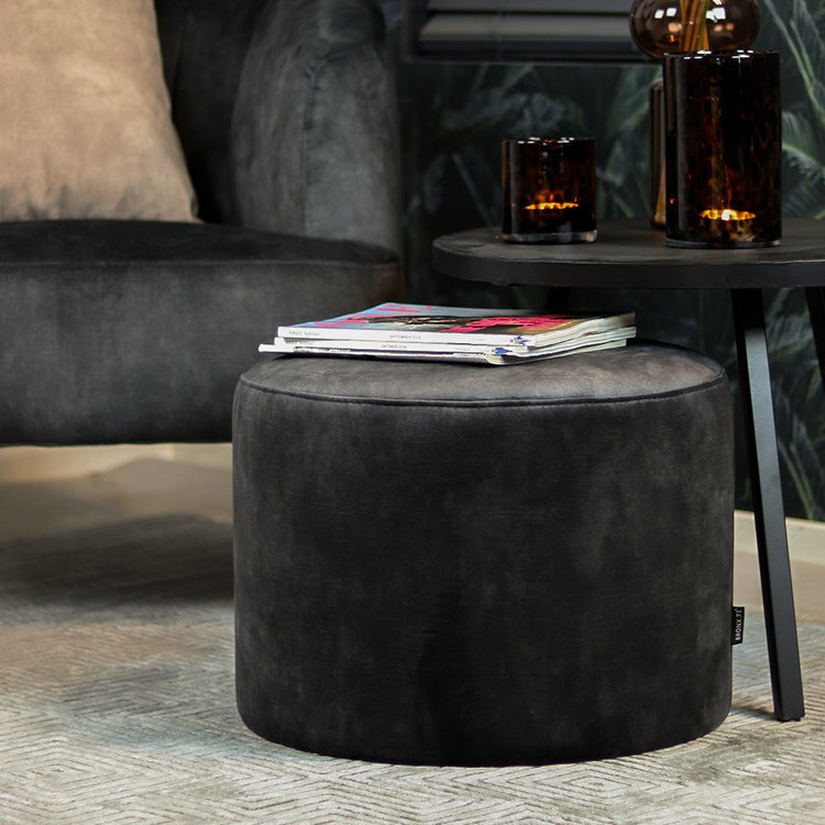 Design fauteuil Madrid en poef Beau velvet antraciet