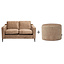 Velvet bank 2-zits Florida en velvet poef Beau taupe