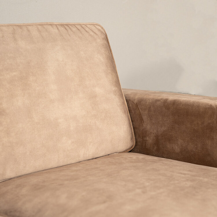 Velvet bank 2-zits Florida en velvet poef Beau taupe