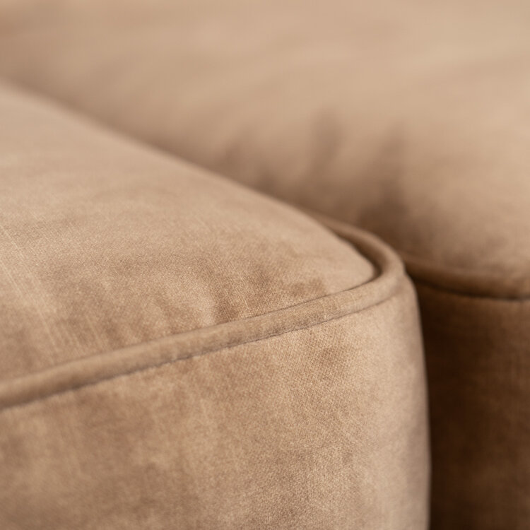 Velvet bank 2-zits Florida en velvet poef Beau taupe