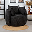Fauteuil Ruby en poef Feline chenille stof zwart