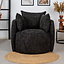 Fauteuil Ruby en poef Feline chenille stof zwart