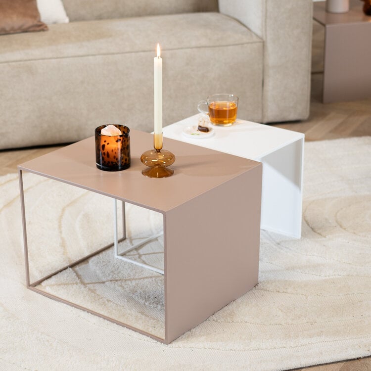 Bijzettafel Lucia metaal taupe 34 cm hoog
