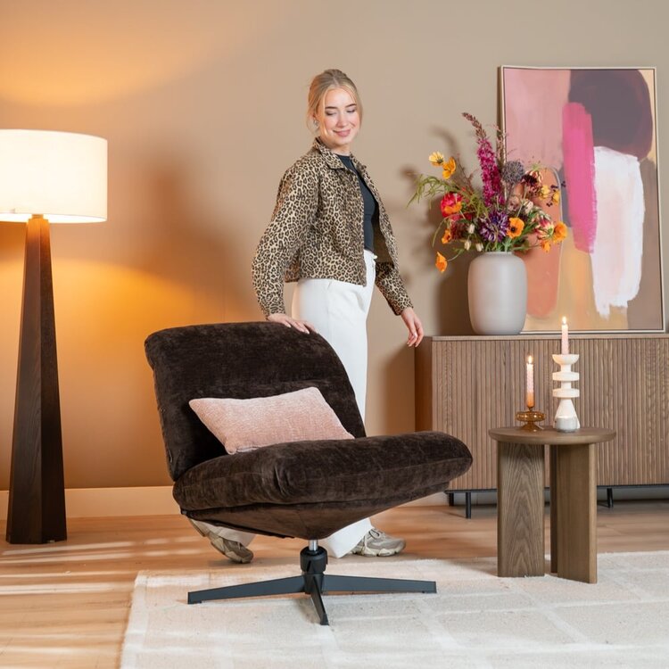 Fauteuil Sara draaibaar velvet bruin
