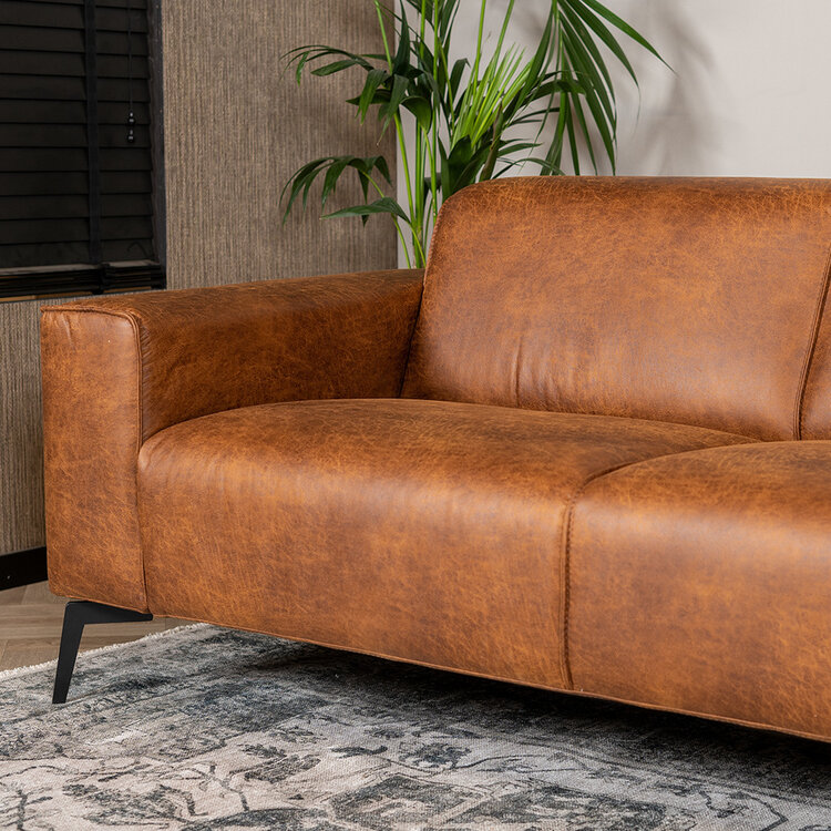 Industriële bank 2,5-zits Vegas eco-leer cognac