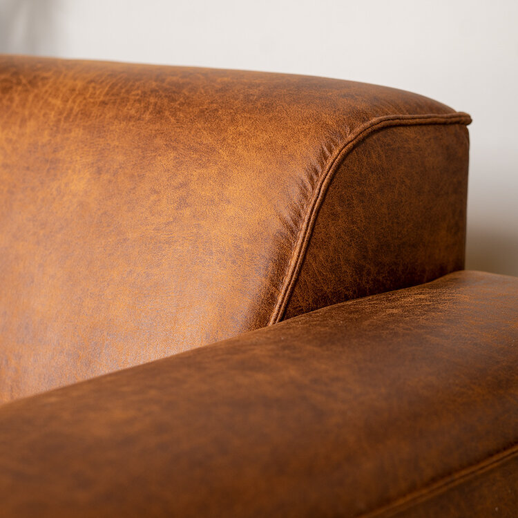 Industriële bank 2,5-zits Vegas eco-leer cognac