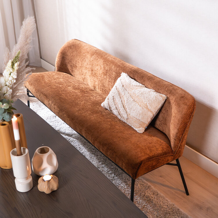 Eetkamerbank Momo chenille koper 185 cm