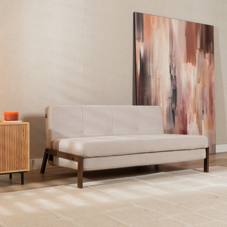 Slaapbank 2 persoons Mikko gerecyclede stof beige