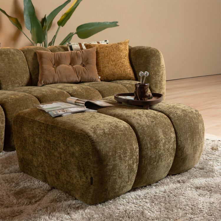 Hocker Luca chenille olijfgroen