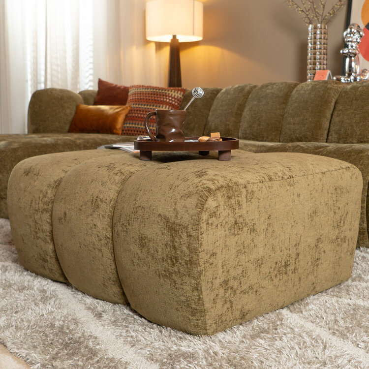 Hocker Luca chenille olijfgroen
