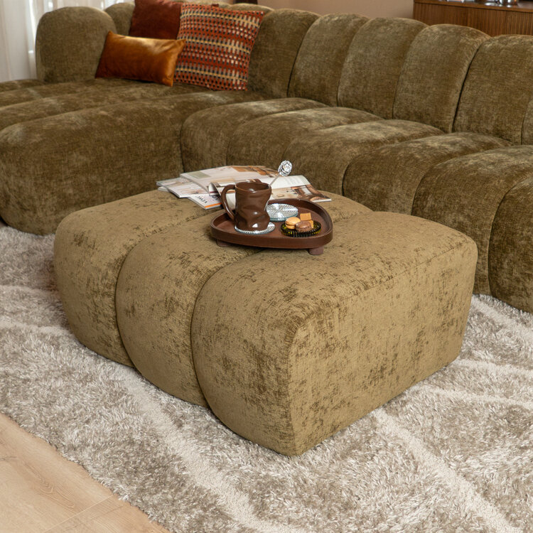 Hocker Luca chenille olijfgroen