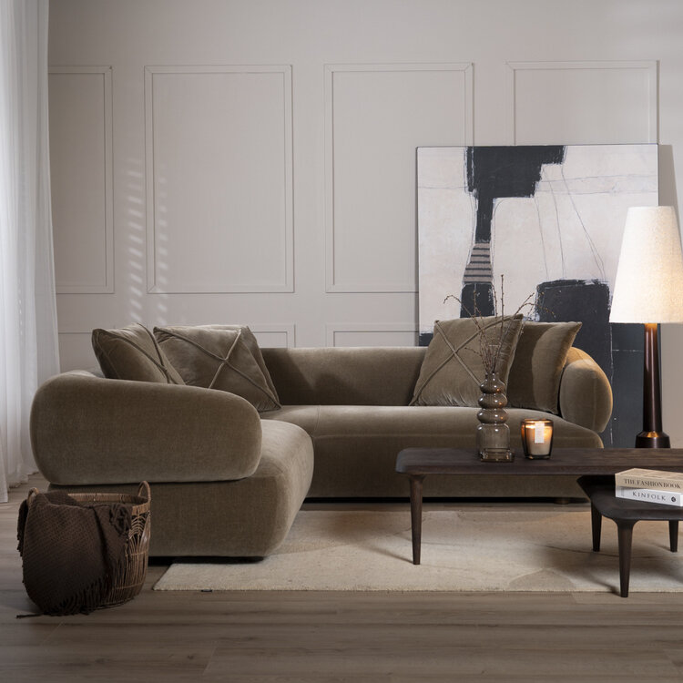 Hoekbank Palermo velvet bruin links