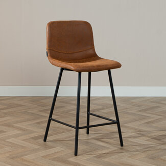Industriële barkruk Mikky cognac eco-leer 65-78 cm