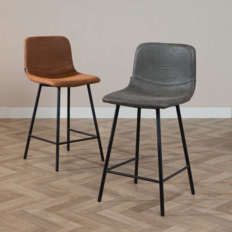 Industriële barkruk Mikky antraciet eco-leer 65-78 cm