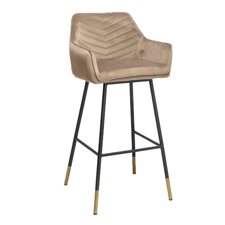 Velvet barkruk Fiona taupe 65-78 cm