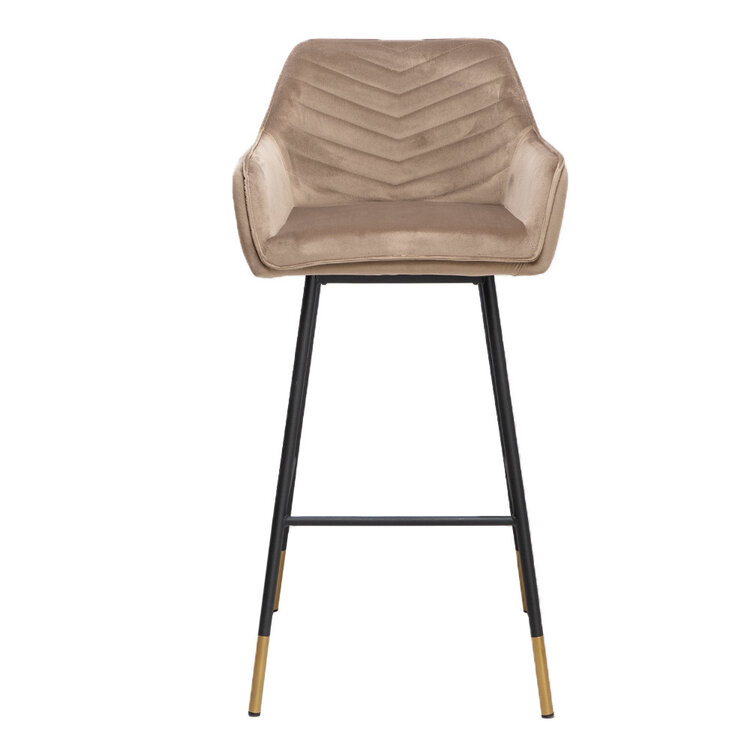 Velvet barkruk Fiona taupe 65-78 cm