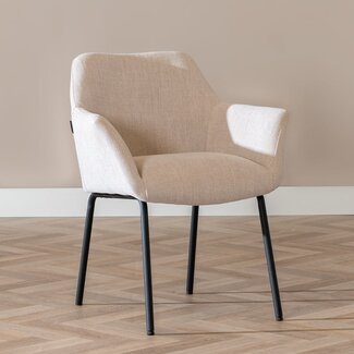 Scandinavische eetkamerstoel Sten gerecyclede stof beige