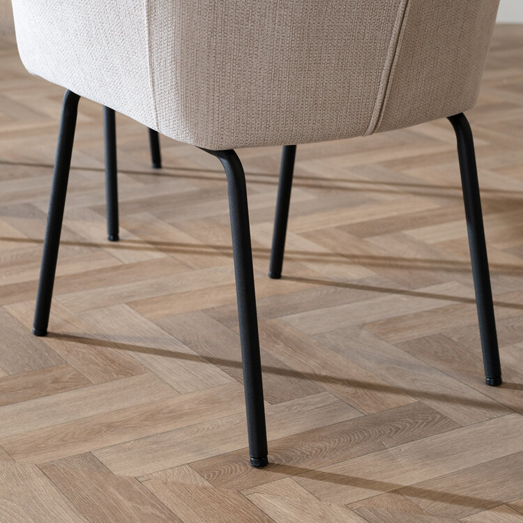 Scandinavische eetkamerstoel Sten gerecyclede stof beige