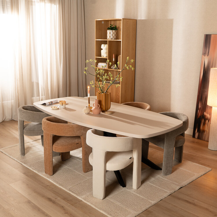 Scandinavische eetkamerstoel Bibi chenille terracotta