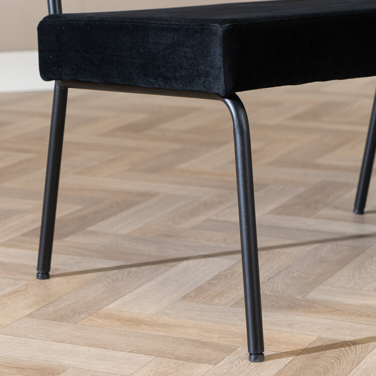 Velvet eetkamerbank Espen zwart 190 cm