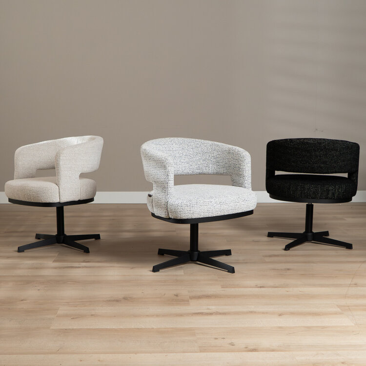 Draaifauteuil Gino gemêleerde stof beige