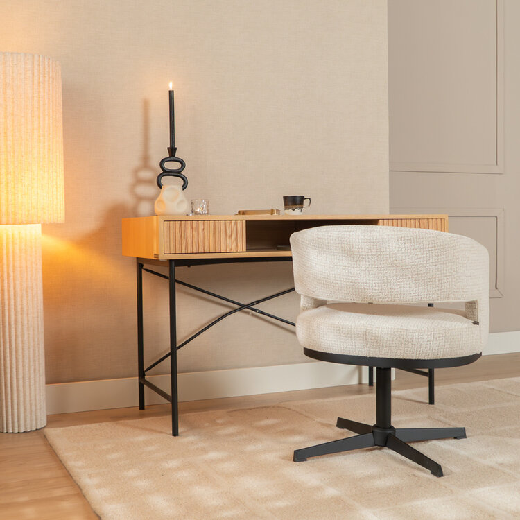 Draaifauteuil Gino gemêleerde stof beige