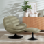 Draaifauteuil met hocker Isobel linnen olijfgroen