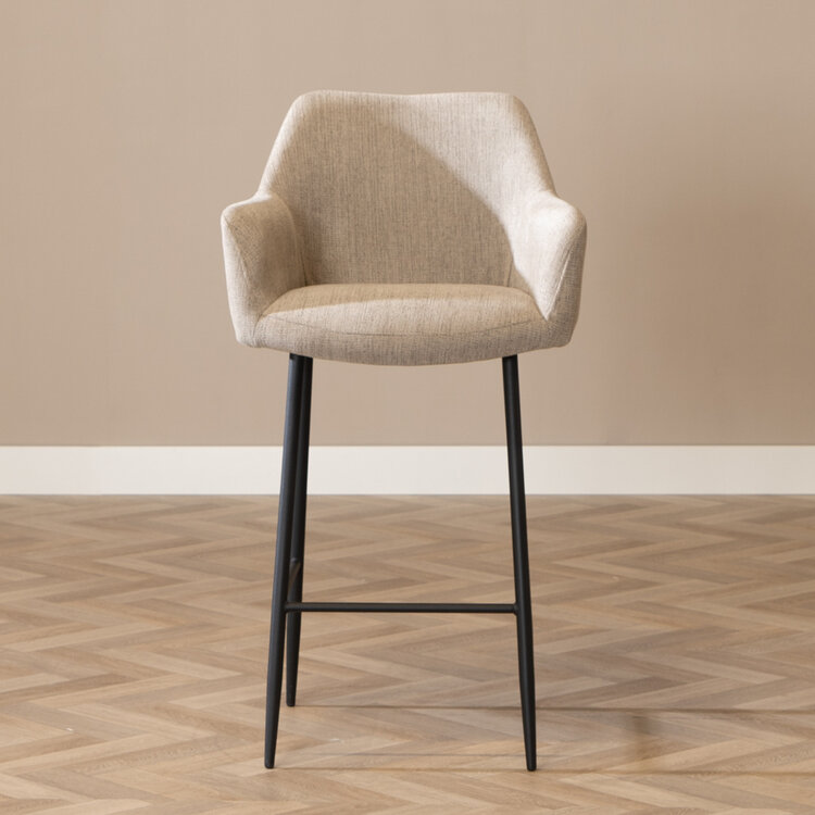 Scandinavische barkruk Niklas gerecyclede stof taupe 78 cm